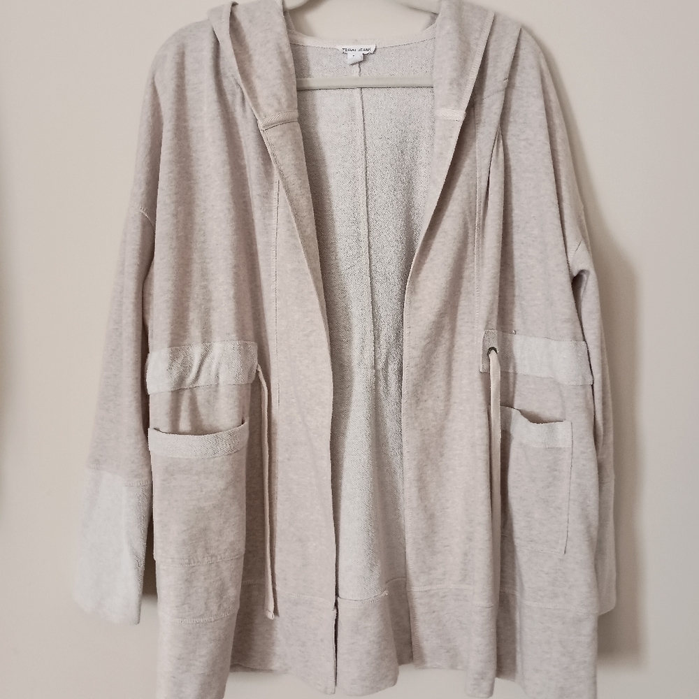 Tribal Jeans Beige Womens Tunic Length Lagenlook Beachy Coastal‎ Grandma Hoodie
